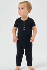 Customized Bulk Bamboo Ribbed Baby Short-Sleeved Long Bottoms Romper