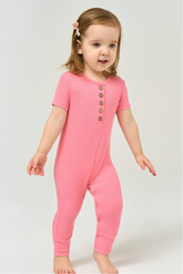 Mono de bebé de manga corta y pantalones largos de bambú acanalado, personalizado a granel