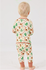 Mono de bebé de bambú personalizado al por mayor con abertura en la espalda