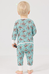 Mono de bebé de bambú personalizado al por mayor con abertura en la espalda