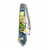 Vintage Denim Tie with Real Dried Flower Arrangement, Handmade Wedding Bridal Necktie, Boho Floral Denim Accessory, Bridesmaid Groomsmen Gift