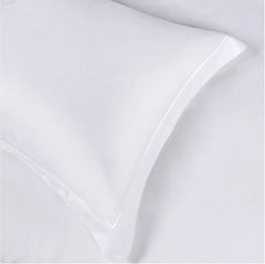 Hotel White Satin Embroidery Border Bedding Set