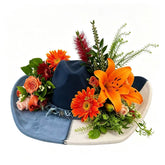 Boho Denim Wedding Hat | Rustic Bridal Cowboy Hat for Western Country Wedding, Bridesmaid & Bride Accessory