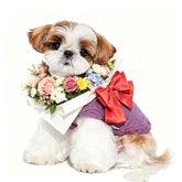 Vintage Denim Floral Dog Outfit, Romantic Western Pet Clothes, Handcrafted Cowboy Puppy Costume, Boho Flower Dog Wear for Wedding & Daily Walk