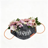 Denim Fabric Face Mask Adjustable Orange Ear Loops, Streetwear FANNEER Print Reusable Cloth Mask, SUBTLE Label Fashion Washable Face Cover, Trendy Aesthetic Adult Face Mask
