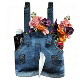 Vintage Denim Overalls Car Tissue Box Holder, Western Cowgirl Car Accessory, Rustic Denim Wedding Bridesmaid Gift, Country Barn Wedding Favor, Cute Jean Car Tissue Dispenser, Boho Western Vehicle Decor