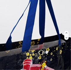PVC Tote Bag, Custom Cartoon Anime Printed PVC Shopping Tote Bag, Waterproof Glossy PVC Gift Handbag with Webbing Handles