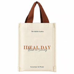 Cotton Canvas Tote Bag, Minimalist Letter Printed Canvas Shopping Bag, Reinforced Strap Canvas Gift Handbag for Daily Commute & Picnic
