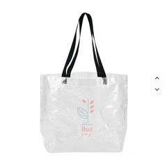 Semi Transparent Laminated PP Woven Tote Bag, Clear PP Woven Reusable Shopping Bag, Custom Logo Printed Webbing Handles Eco Gift Tote