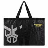 Black Laminated PP Woven Tote Bag, Large Anime IP Graphic Printed Reusable Shopping Bag, Heavy Duty Waterproof Woven Gift Tote for Merchandise