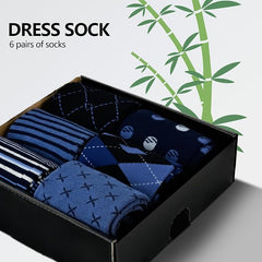 OEM & ODM sock factory for 6-pack bamboo men’s crew dress socks with business casual patterns