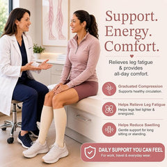 OEM & ODM knitting factory for graduated medical knee-high compression socks. Vertical rib fabric, moisture wicking, wide comfort cuff and contoured heel & toe. Custom compression level & colors available. BSCI certified