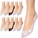 OEM & ODM sock factory for lace no-show liner socks. Delicate hollow lace trim, silicone anti-slip sole, lightweight & breathable. Custom lace patterns & colors available. BSCI certified, accept small & bulk export orders.