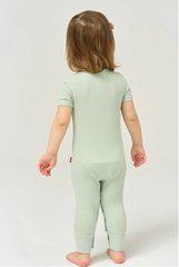 Customized Bulk Bamboo Ribbed Baby Short-Sleeved Long Bottoms Romper