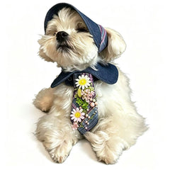 Denim & Plaid Pet Necktie Collar | Handmade Wedding Dog Cat Collar with Pearl Detail | Western/Country Wedding Pet Accessory Description