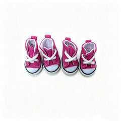 Denim Wedding Pet Shoes | Pink Canvas Dog Sneakers with Paw Print Soles | Rustic/Country Wedding Dog Outfit | Non-Slip Puppy Booties for Photos & Ceremony