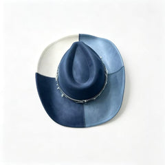 Boho Denim Wedding Hat | Rustic Bridal Cowboy Hat for Western Country Wedding, Bridesmaid & Bride Accessory