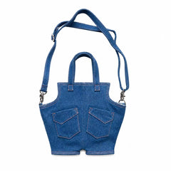 Denim Pants Shaped Mini Tote Bag, Western Cowgirl Wedding Bridesmaid Gift, Rustic Denim Wedding Floral Purse, Country Wedding Favor, Boho Jeans Handbag for Bride & Bridal Party