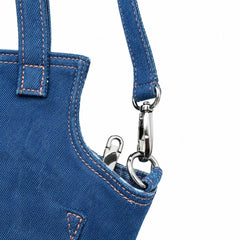 Denim Pants Shaped Mini Tote Bag, Western Cowgirl Wedding Bridesmaid Gift, Rustic Denim Wedding Floral Purse, Country Wedding Favor, Boho Jeans Handbag for Bride & Bridal Party