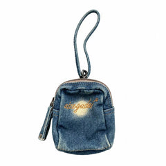 Denim Mini Zipper Key Pouch, Western Cowgirl Wedding Bridesmaid Gift, Rustic Denim Wedding Favor, Small Denim Coin Purse, Country Barn Wedding Party Gift, Vintage Jean Key Bag for Bridal Shower