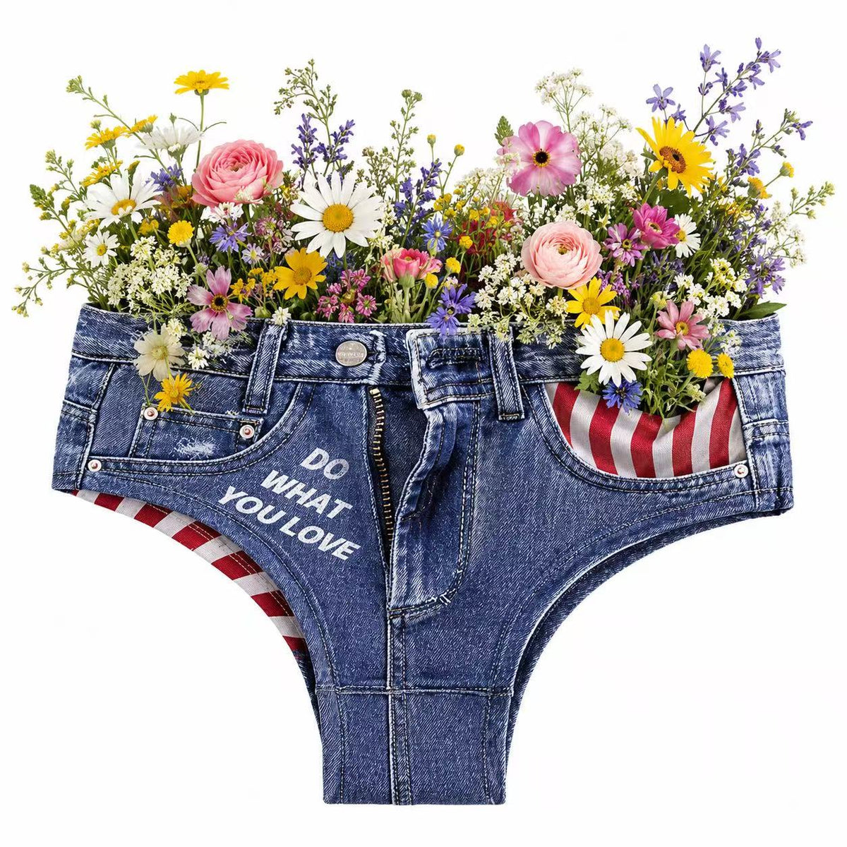Denim Wildflower Wedding Bridal Briefs | Do What You Love Cowgirl Bachelorette Underwear | Rustic Western Wedding Bride Panty | Boho Country Wedding Floral Jean Underwear