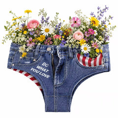 Denim Wildflower Wedding Bridal Briefs | Do What You Love Cowgirl Bachelorette Underwear | Rustic Western Wedding Bride Panty | Boho Country Wedding Floral Jean Underwear