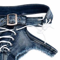 Lace-Up Denim Bridal Panties | Cowgirl Wedding Lingerie | Western Bride Boudoir | Floral Denim Wedding Underwear | Something Blue Gift