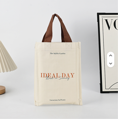Cotton Canvas Tote Bag, Minimalist Letter Printed Canvas Shopping Bag, Reinforced Strap Canvas Gift Handbag for Daily Commute & Picnic