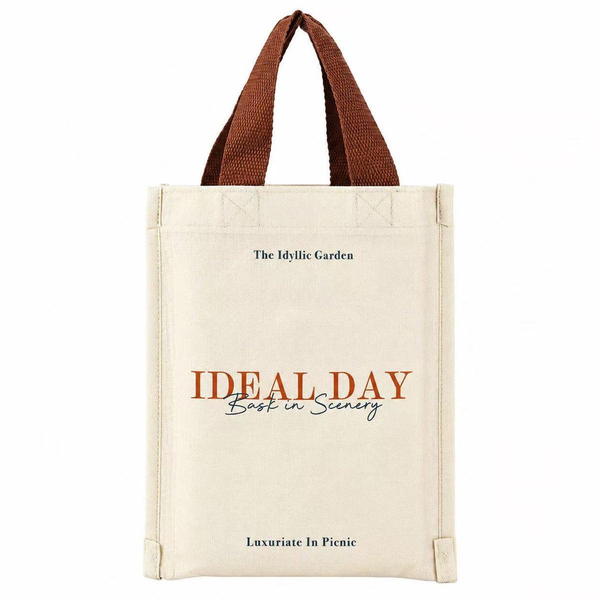 Cotton Canvas Tote Bag, Minimalist Letter Printed Canvas Shopping Bag, Reinforced Strap Canvas Gift Handbag for Daily Commute & Picnic