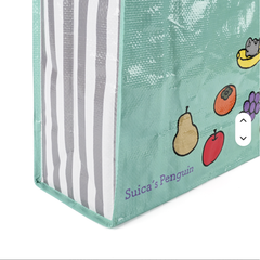 Laminated PP Woven Tote Bag, Cute Cartoon Fruit Printed Reusable Shopping Bag With Snap Button, Waterproof Heavy Duty Woven Gift Tote