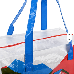 Laminated PP Woven Tote Bag With Zipper, Abstract Art Print Large Capacity Reusable Shopping Bag, Waterproof Woven Storage Tote For Moving & Grocery