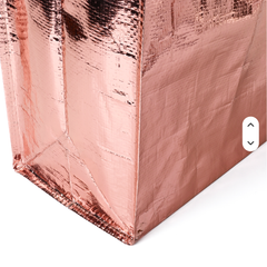 Metallic Rose Gold Laminated PP Woven Tote Bag, Shiny Foil Woven Reusable Gift Shopping Bag, Custom Logo Tote For Party & Cosmetic Store